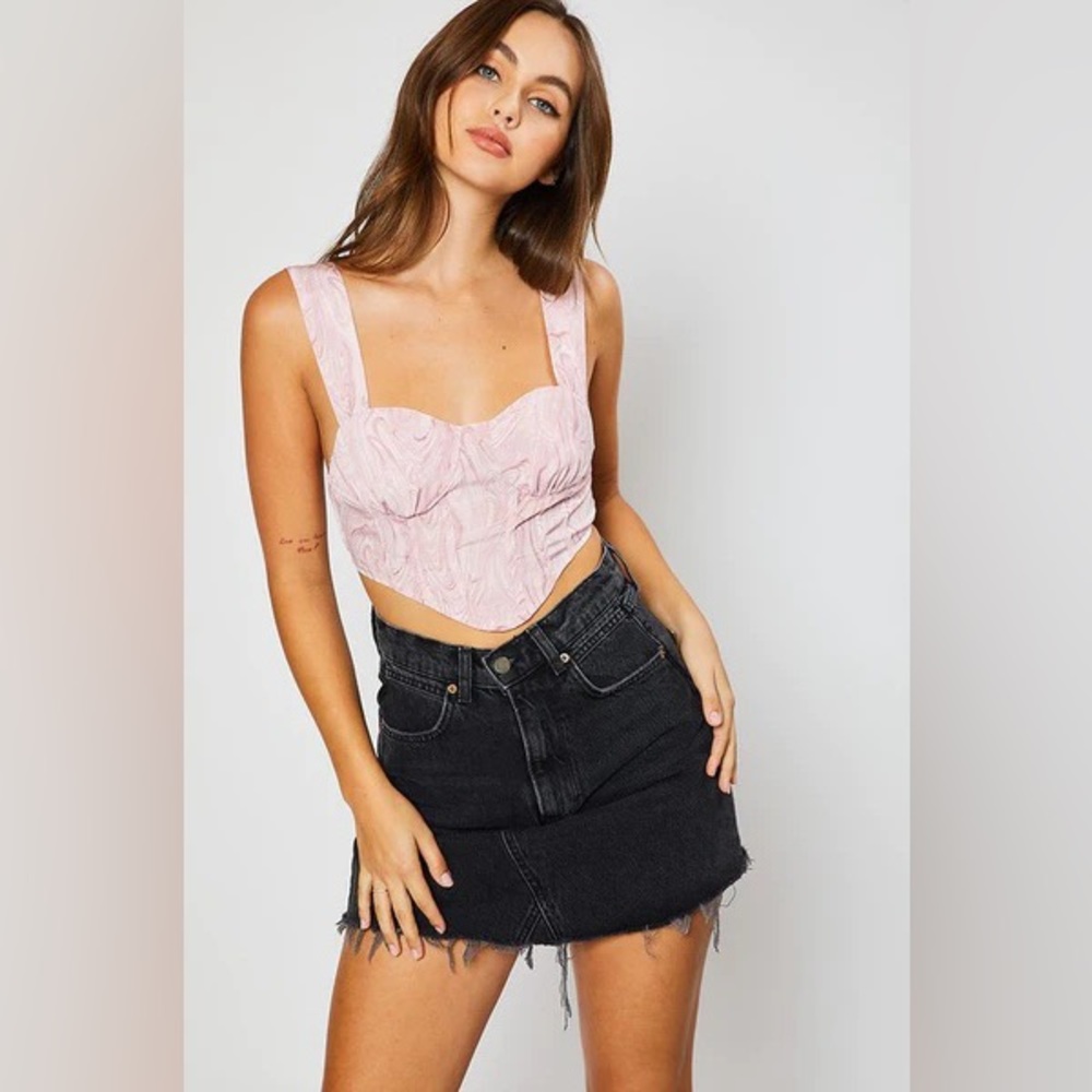 Pretty Garbage STRAWBERRY SWIRL BUSTIER CROP TOP